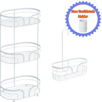 Showerdrape Dante Modern 3-Tier Floor Caddy & Mini Caddy - Bathroom Storage in White