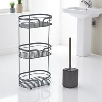 Showerdrape Dante Bathroom Accessory Set Floor Caddy with Toilet Brush & Holder in Grey
