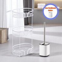 Showerdrape Dante Bathroom Accessory Set Floor Caddy with Toilet Brush & Holder in White