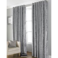 HomeSpace Direct Euphoria Crushed Velvet Blackout Eyelet Curtains in Grey | Size: 168 cm width x 183 cm drop