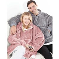 Eskimo Sherpa Lined Blanket Fleece Hoodie Blush