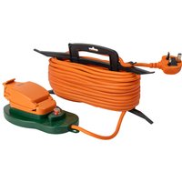 Daewoo Weatherproof 15M Garden Cable Reel Outdoor Extension Lead Power Socket in Orange