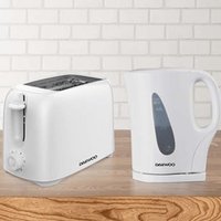 Daewoo White 'Essentials' Matching Kettle & Toaster Set 2 Slice 6 Setting