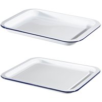 Enamel Steel Oven Tray Set 36cm Large 34cm Medium Baking Roasting Dish Pack