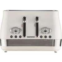 Daewoo Stainless Steel 'Denver' Wide Slot Retro 4 Slice Toaster 6 Level in Off-White | Size: Large