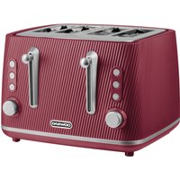 Daewoo 'Cascade' 4-Slice Toaster Ridge Textured Finish Defrost Reheat Cancel in Red | Size: Large