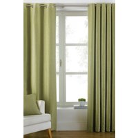Paoletti Atlantic Twill Woven Eyelet Curtains in Green | Size: 229 cm width x 137 cm drop