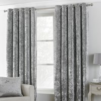 Paoletti Verona Crushed Velvet Eyelet Curtains in Silver | Size: 117 cm width x 183 cm drop