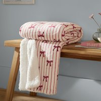 Furn Noortje Bows Sherpa Fleece Throw in Pink | Size: 130 cm x 180 cm