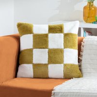 Cozee Check Faux Fur Cushion cm x 50 cm