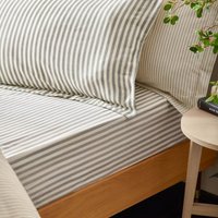 Yard Hebden Striped 100% Cotton Fitted Sheet in Grey | Size: Single Fitted
