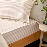 Yard Hebden Striped 100% Cotton Fitted Sheet in Baby Pink | Size: Double Fitted