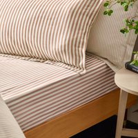 Yard Hebden Striped 100% Cotton Fitted Sheet in Orange | Size: Double Fitted