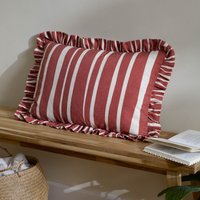 Furn Carmon Stripe Ruffle Cushion in Red | Size: 40 cm x 60 cm