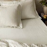 Yard Hebden Narrow Stripe 100% Cotton Fitted Sheet in Brown | Size: Double Fitted