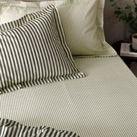 Yard Hebden Narrow Stripe 100% Cotton Fitted Sheet in Cream | Size: Double Fitted