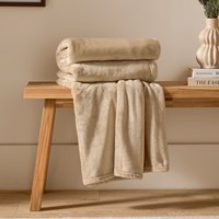 Furn Harrow Fleece Throw in Beige | Size: 140 cm x 180 cm