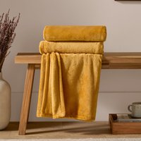 Furn Harrow Fleece Throw in Yellow | Size: 140 cm x 180 cm