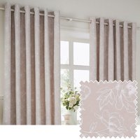 Wylder Bella Floral 100% Cotton Eyelet Curtain Pair in Natural | Size: 168 cm width x 183 cm drop