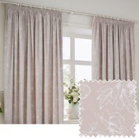 Wylder Bella Floral 100% Cotton Pencil Pleat Curtain Pair in Natural | Size: 168 cm width x 183 cm drop