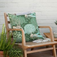 Morris & Co The Brook Printed Outdoor Cushion in Green | Size: 55 cm x 55 cm