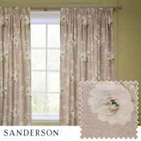 Sanderson Adele Floral Chenille Room Darkening Pencil Pleat Curtains in Light Pink | Size: 168 cm width x 183 cm drop