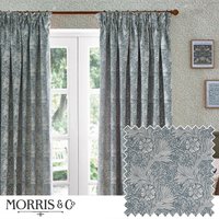 Morris & Co Marigold Jacquard Floral Room Darkening Pencil Pleat Curtains in Indigo | Size: 168 cm width x 229 cm drop