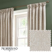 Morris & Co Acorn Tonal Fully Lined Matt Jacquard Pencil Pleat Curtains in Ivory | Size: 168 cm width x 183 cm drop
