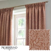 Morris & Co Acorn Tonal Fully Lined Matt Jacquard Pencil Pleat Curtains in Red | Size: 168 cm width x 229 cm drop