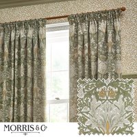 Morris & Co Snakeshead Jacquard Chenille Room Darkening Pencil Pleat Curtains in Stone | Size: 168 cm width x 137 cm drop