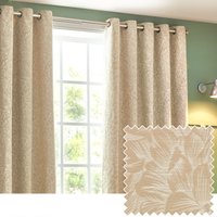 Wylder Nature Grantley Floral Jacquard Eyelet Curtain Pair in Natural | Size: 168 cm width x 137 cm drop