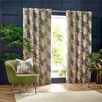 Wylder Tropics Galapagos Jacquard Eyelet Curtains in Natural | Size: 168 cm width x 183 cm drop