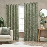 Wylder Nature Bali Botanical Jacquard Eyelet Curtains in Olive | Size: 117 cm width x 137 cm drop