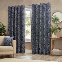 Wylder Nature Bali Botanical Jacquard Eyelet Curtains in Midnight | Size: 168 cm width x 137 cm drop
