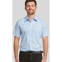Double TWO Men's Glacier Classic Easy Care Short Sleeve Shirt in Blue | Size: 21 inches