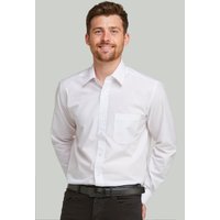 Double TWO Men's Classic Easy Care Long Sleeve Shirt in White | Size: 18 inches