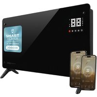 DMD Collective Smart Wi-Fi Glass Panel Heater Touchscreen 2000W Freestanding & Free Wall Brackets in Black
