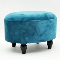 Minster Oval Footstool - Velvet - L27 x W40 x H30 cm - Blue | Size: 1 Pack