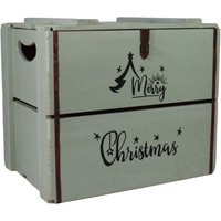 Minster Merry Christmas Box - Wood - L36 x W42 x H30 cm - Rustic Green | Size: 1 Pack