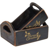Minster Christmas Boxes (Set of 2) - Wood - Black | Size: 1 Pack