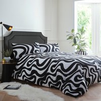 Portfolio Home Retro Waves Duvet Cover Set in Black | Size: Super King