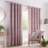 Portfolio Home Madison Botanical Leaves Fully Lined Eyelet Curtain Set in Mauve | Size: 229 cm width x 229 cm drop