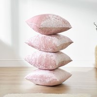 Luxury Crushed Velvet Set 4 Cushion Covers Plain Pink