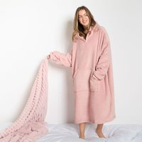 Long Oversized Sherpa Fleece Hoodie Blanket Light