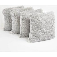 Set 4 Soft Fluffy Shaggy Square Cushion Covers cm x 45 cm