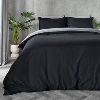 Plain Dyed Reversible Duvet Cover Cover Pillowcase Set King