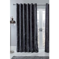 Ready Made Eyelet Crushed Velvet Curtains Charcoal cm width x 228 cm drop