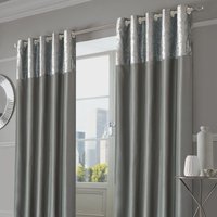 Pair Eyelet Fully Lined Crushed Velvet Band Curtains cm width x 183 cm drop