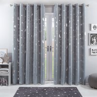Pair Star Ready Made Eyelet Blackout Curtains cm width x 137 cm drop