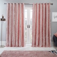 Ready Made Eyelet Crushed Velvet Curtains Blush Light cm width x 183 cm drop